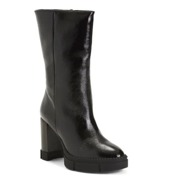 AQUATALIA Lana Naplak Leather Mid-Calf Boots in Black - Picture 1 of 13